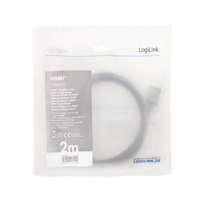 LogiLink CHA0101 HDMI kabel 2 m HDMI Type A (Standaard) Zwart, Grijs