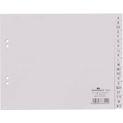 Durable 6500 Register DIN A4 A-Z Polypropyleen Grijs 20 tabbladen Bedrukte tabs 650010