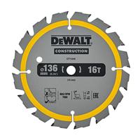 DeWALT Cirkelzaagblad voor Hout | Construction | Ø 136mm Asgat 10mm 16T - DT1946-QZ - thumbnail