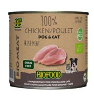 BF Petfood Biofood Organic 100% kippenvlees natvoer hond & kat (blik 200g) 12 x 200 g - thumbnail