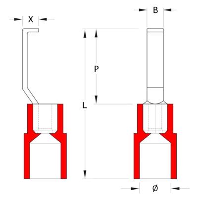 Weidmüller 1233340000 Haakkabelschoen Haakvormig 0.5 mm² 1.5 mm² Deels geïsoleerd Rood 100 stuk(s) Piece