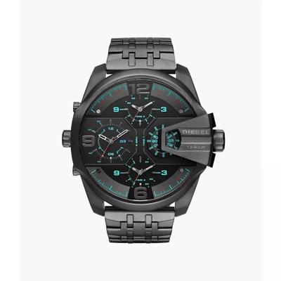 Diesel heren DZ7372 &apos;Uber Chief&apos; 4 tijdzones zwart roestvrij stalen horloge