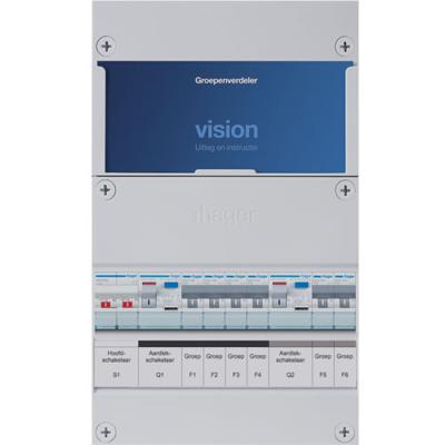 Groepenkast Hager VKG42B 6-groepenverdeler met hoofdschakelaar 2x ALS 30mA 1-fase