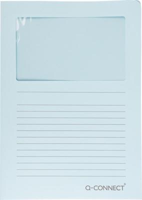 Q-CONNECT L-map met venster, 120 g/m², A4, pak van 100 stuks, lichtblauw