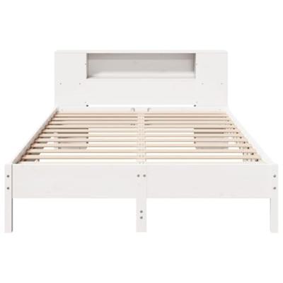 Bed met boekenkast zonder matras grenenhout wit 140x200 cm