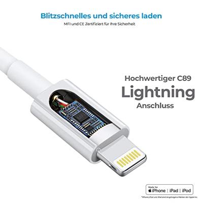 RealPower MFI-gecertificeerde iPhone-oplaadkabel, 1 m, iPhone-oplaadkabel, compatibel met iPhone 13, 12, SE 2020, 11 Pro, XS, Max XR, X 8 Plus, 7 Plus, 6 Plus, 5s SE, iPad Pro Air Mini, wit