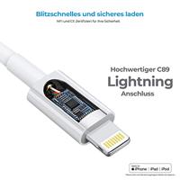 Lade/gegevenskabel lightning 1m wit MFI-certified - thumbnail