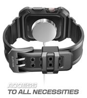 SUPCASE [Unicorn Beetle Pro] Ontworpen voor Apple Watch Series 7/6/SE/5/4 [45/44mm], robuuste beschermhoes met bandjes (zwart) - thumbnail