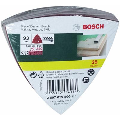 Bosch Accessories 2607019500 Deltaschuurpapierset Met klittenband, Geperforeerd Korrelgrootte (num) 60, 120, 240 Hoekmaat 93 mm 1 set(s) Bosch Accessories 2607019500 Deltaschuurpapierset Met klittenband, Geperforeerd Korrelgrootte (num) 60, 120, 240 Hoekmaat 93 mm 1 set(s)