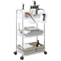 VidaXL Opbergtrolley 3-laags 37x28x68 cm acryl transparant - thumbnail