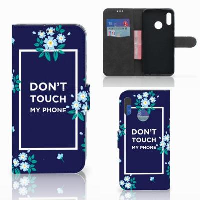 Honor 10 Lite Portemonnee Hoesje Flowers Blue DTMP Honor 10 Lite Portemonnee Hoesje Flowers Blue DTMP