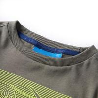Kindershirt met lange mouwen racewagenprint 128 kakikleurig - thumbnail
