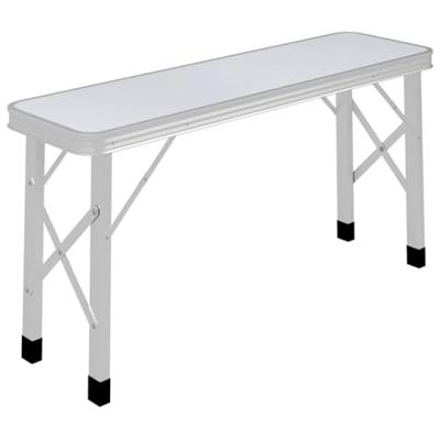Campingtafel inklapbaar met 2 banken aluminium wit - thumbnail
