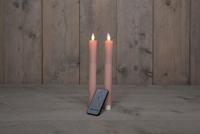 2Pcs Roze Rustiek Wax Diner Kaars 23Cm Bew. Vlam Met Afstands Bediening 2Xaa Anna's Collection - Annas collection - thumbnail