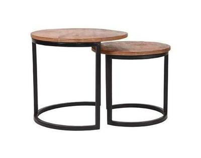 LABEL51 Salontafel 'Duo' Bruin Mangohout, Set van 2 stuks LABEL51 Salontafel 'Duo' Bruin Mangohout, Set van 2 stuks