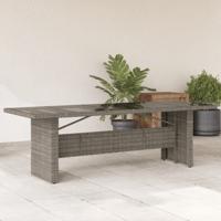Tuintafel met glazen blad 240x90x75 cm poly rattan grijs - thumbnail
