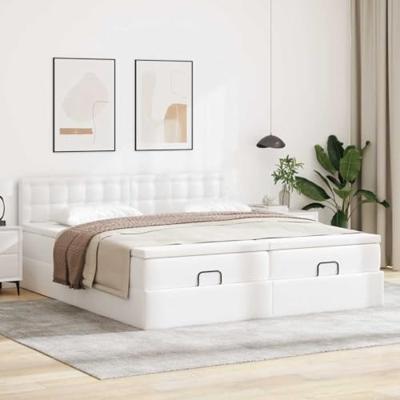 Ottoman bed met matrassen en LED's 180x200cm kunstleer wit