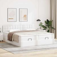 Ottoman bed met matrassen en LED's 180x200cm kunstleer wit - thumbnail