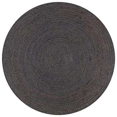 VidaXL Vloerkleed handgemaakt rond 90 cm jute donkergrijs VidaXL Vloerkleed handgemaakt rond 90 cm jute donkergrijs