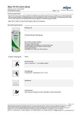 Mipa verdunner "hs-löser" 2k-hs solvent 400 mlkg
