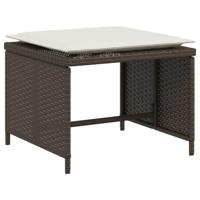 Tuinstoel met voetenbank poly rattan bruin - thumbnail