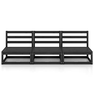 Tuinbank 3-zits massief grenenhout zwart Tuinbank 3-zits massief grenenhout zwart