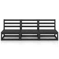 Tuinbank 3-zits massief grenenhout zwart - thumbnail