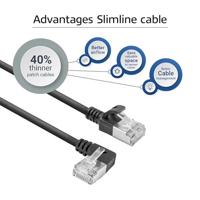 ACT Zwarte 1.5 meter U/FTP CAT6A LSZH Slimline patchkabel met RJ45 connectoren recht naar 90° haaks - thumbnail