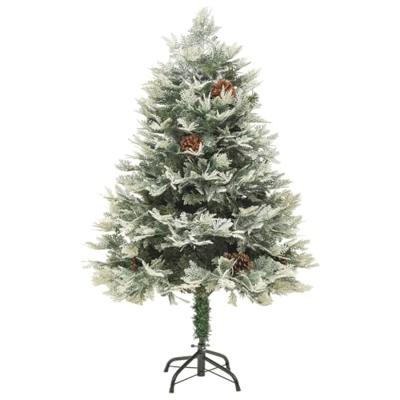 Kerstboom met LED en dennenappels 150 cm PVC en PE groen