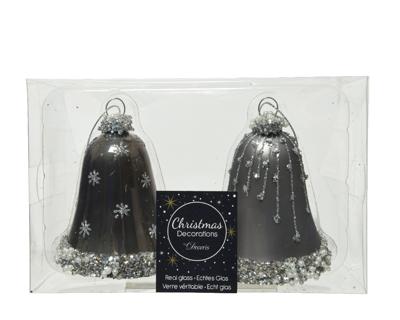 Klok glas d6,50h8 cm warm grijs a2 2st Decoris - Decoris Klok glas d6,50h8 cm warm grijs a2 2st Decoris - Decoris