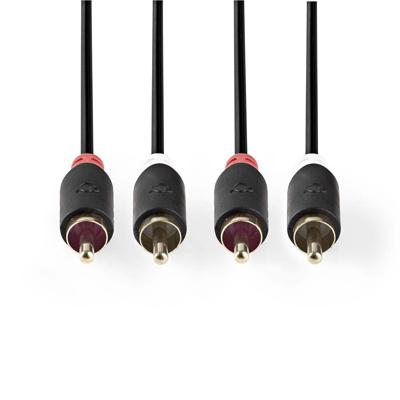 Stereo audiokabel | 2x RCA male - 2x RCA male | 3,0 m | Antraciet [CABW24200AT30]