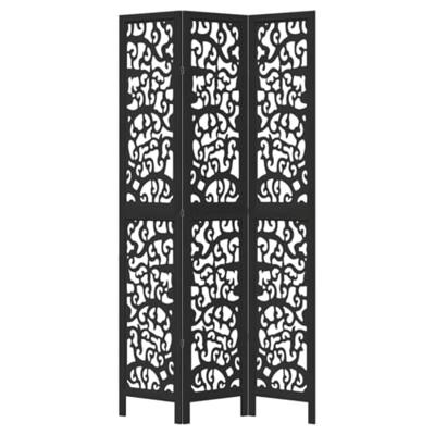 Kamerscherm met 3 panelen massief paulowniahout zwart