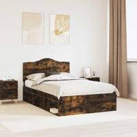 Bedframe Gerookt eiken 135 x 190 cm Massief grenenhout - thumbnail