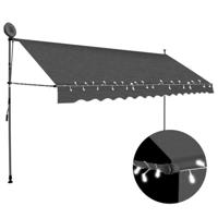 Luifel handmatig uitschuifbaar met LED 400 cm antracietkleurig - thumbnail