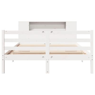 Bed met boekenkast zonder matras grenenhout wit 150x200 cm - thumbnail