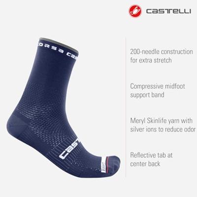 Castelli Rosso corsa 15 fietssokken belgisch blauw heren S-M