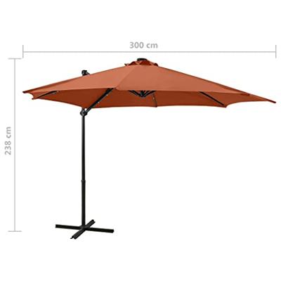 VidaXL Zweefparasol met paal en led-verlichting 300 cm terracottakleur