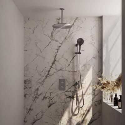 Brushed 3-Way Thermostatic Shower Set with 30cm Head and Handheld Shower - Stainless Steel Brushed 3-Way Thermostatic Shower Set with 30cm Head and Handheld Shower - Stainless Steel