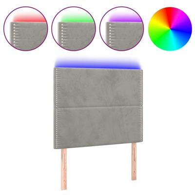 Hoofdbord LED 80x5x78/88 cm fluweel lichtgrijs - thumbnail