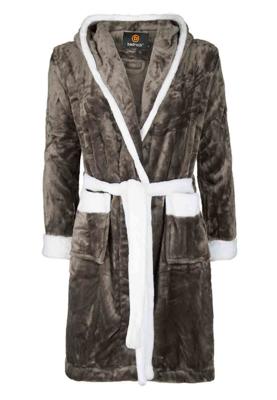 Badjas kind grijs / badjas met capuchon - XL (11-13 jaar)