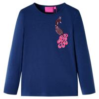 Kindershirt met lange mouwen pauw 104 marineblauw - thumbnail