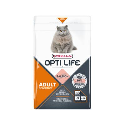 VERSELE LAGA – Trockenfutter für Katzen Opti Life Sensitive – Futter für ausgewachsene Katzen ohne Getreide – mit Lachs – 7,5 kg