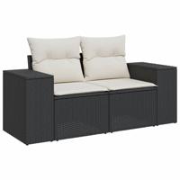 5-delige Loungeset met kussens poly rattan zwart - thumbnail