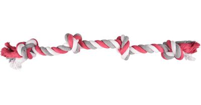 Hondenspeelgoed Jim Katoenen Trektouw 4 Knopen Roze - 60 cm 60 x 7.5 x 6.5 cm Flamingo Mix