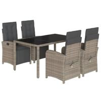 5-delige Tuinset met kussens poly rattan grijs - thumbnail