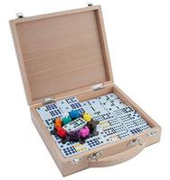 Domino dubbel 12 Mexican Train in beuken kist - thumbnail
