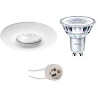 LED Spot Set - Pragmi Luno Pro - Waterdicht IP65 - GU10 Fitting - Inbouw Rond - Mat Wit - Ø82mm - Philips - CorePro 830 36D - 4.6W - Warm Wit 3000K - thumbnail