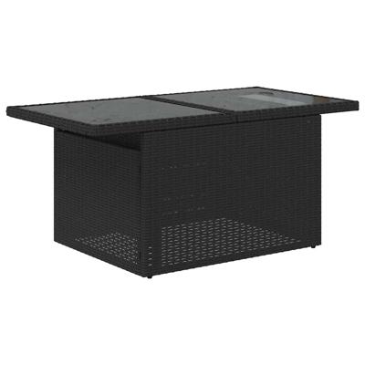 10-delige Loungeset met kussens poly rattan zwart - thumbnail