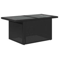 7-delige Loungeset met kussens poly rattan zwart - thumbnail