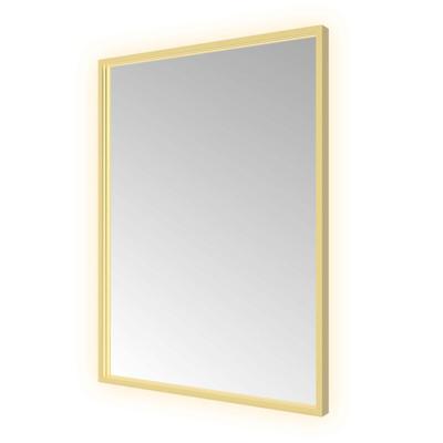 Spiegel Hotbath &MORE 80x60 cm LED-Verlichting Spiegelverwarming Rechthoek Geborsteld Messing PVD Spiegel Hotbath &MORE 80x60 cm LED-Verlichting Spiegelverwarming Rechthoek Geborsteld Messing PVD